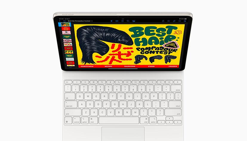 Das neue Magic Keyboard des iPad Air hat nun ein gr&ouml;&szlig;eres Trackpad.