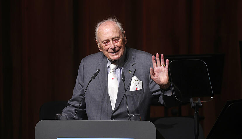 Reinhold Würth bei seinem Festakt im Carmen-Würth-Forum in Künzelsau anlässlich seines 75. Arbeitsjubiläums am 1. Oktober 2024.