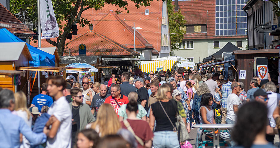 Das Ganzhornfest lockt jedes Jahr zahlreiche Besucher aus der Region nach Neckarsulm. Auch am Sonntag sind die Straßen voller Menschen.