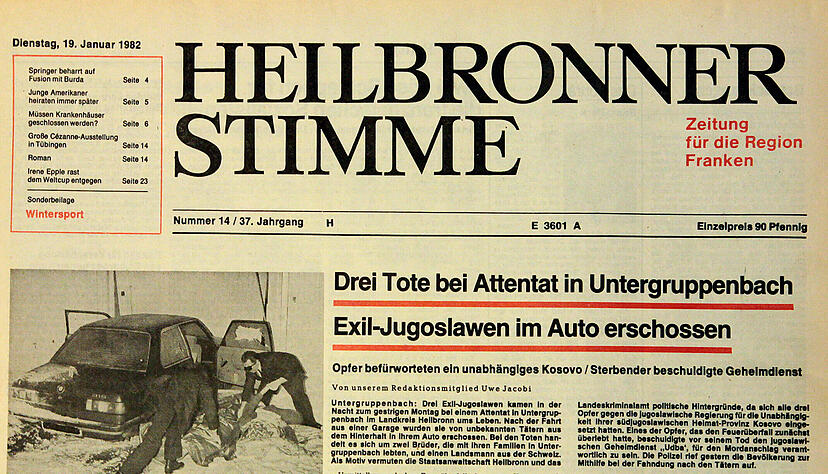 F&uuml;r die Heilbronner Stimme berichtete Redakteur Uwe Jacobi 1982 &uuml;ber die Tat in Untergruppenbach. Das Geschehen ist bis heute nicht aufgekl&auml;rt.
Foto: HSt Archiv