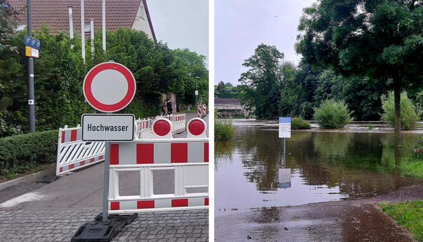 In Lauffen wurden Durchfahrverbote wegen Hochwasser aufgestellt.