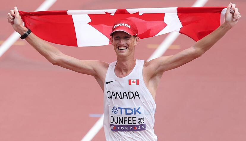 Evan Dunfee aus Kanada hat das erste Gold bei der Leichtathletik-WM in Japan geholt.