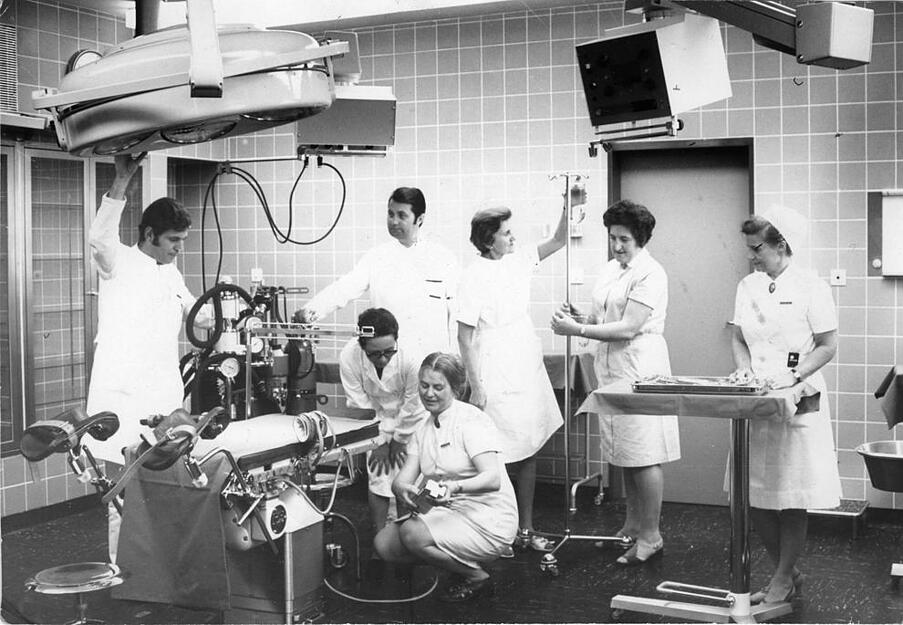 Der OP-Saal der Frauenklinik im Jahr 1978. Der OP-Saal der Frauenklinik im Jahr 1978.