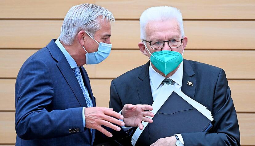 Winfried Kretschmann (Grüne, rechts) und Thomas Strobl (CDU) könnten sich beide eine Jamaika-Koalition im Bund gut vorstellen.
Foto: dpa