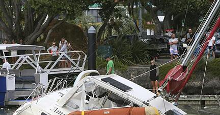 Der Tsunami hat in Neuseeland Boote zerstört.