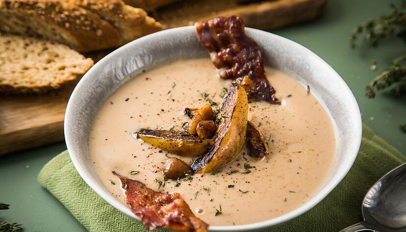 Maronen schmecken auch als Cremesuppe. Maronen schmecken auch als Cremesuppe.