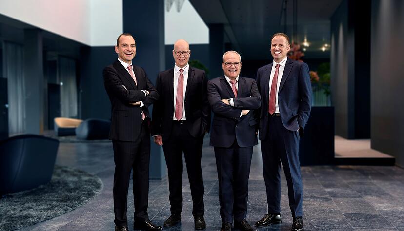 Die neue Gesch&auml;ftsf&uuml;hrung, von links: CEO Gert M&uuml;ller, Finanzvorstand Stephan M&uuml;ller, COO Matthias Fick und Stephan Gehrig, Gesch&auml;ftsf&uuml;hrer Marketing und Vertrieb.