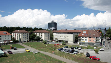 Blick auf das Landerer Areal,  August 2004. Foto: HSt-Archiv.