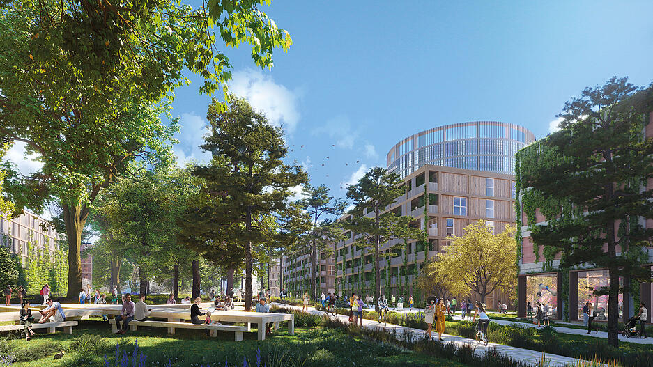 Das Architekturbüro MVRDV aus Rotterdam hat sich den Auftrag für den KI-Park in Heilbronn geholt. Das sind die Entwürfe, wie das Gelände einmal aussehen soll.