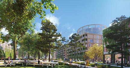 Das Architekturbüro MVRDV aus Rotterdam hat sich den Auftrag für den KI-Park in Heilbronn geholt. Das sind die Entwürfe, wie das Gelände einmal aussehen soll.