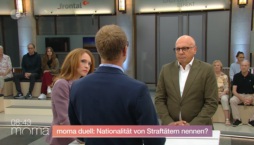 Der Heilbronner CDU-Politiker Alexander Throm (rechts) diskutierte im ZDF-Morgenmagazin mit Moderatorin Mirjam Meinhardt und dem Gr&uuml;nen-Politiker Marcel Emmerich.