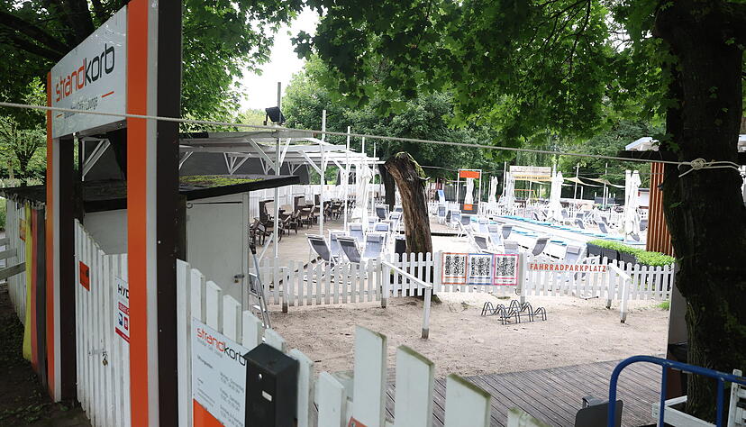 Derzeit geschlossen: Wegen schlechtem Wetter ist der Strandkorb in Neckarsulm zu.