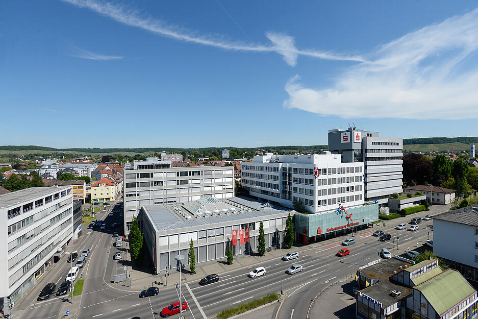Die Kreissparkasse Heilbronn aus der Vogelperspektive.