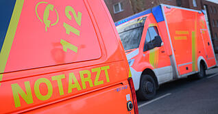 Ein Notarztfahrzeug und ein Rettungswagen stehen an einer Einsatzstelle. (Symbolbild)