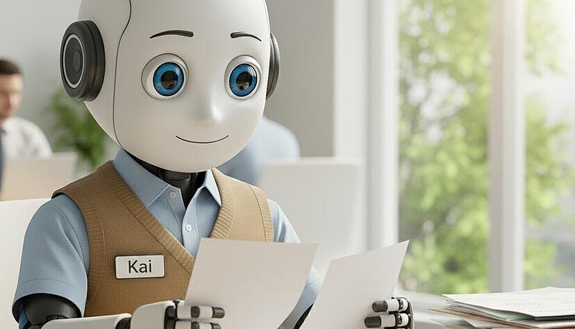 Manche halten den neuen Kollegen sogar für echt: Kai übernimmt im Landratsamt Heilbronn wichtige Aufgaben.