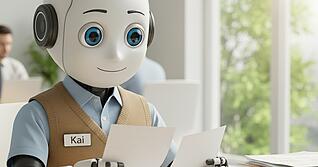 Manche halten den neuen Kollegen sogar für echt: Kai übernimmt im Landratsamt Heilbronn wichtige Aufgaben.