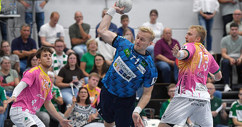 Im Hinrundenspiel gegen die W&ouml;lfe W&uuml;rzburg vergab der TSB Horkheim, hier Andreas Schr&ouml;der in der Mitte, einen 17:10-Halbzeitvorsprung und verlor.