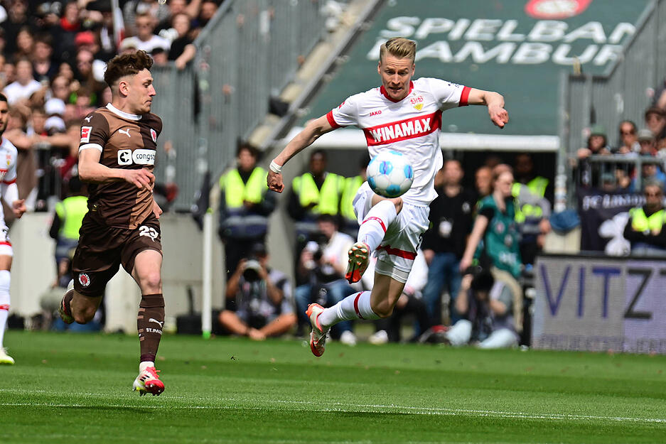 Chris Führich: Hatte seine Chancen, scheiterte aber wie die VfB-Kollegen zu oft an St. Paulis Schlussmann. Note: 4