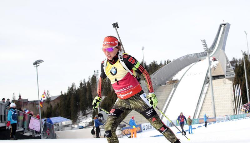 Laura Dahlmeier hat den Gewinn der kleinen Kristallkugel im Massenstart verpasst. Foto: Hakon Mosvold Larsen/NTB scanpix