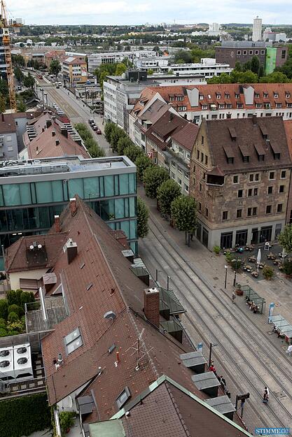 Blick von der Kilianskirche über Heilbronn, Allee