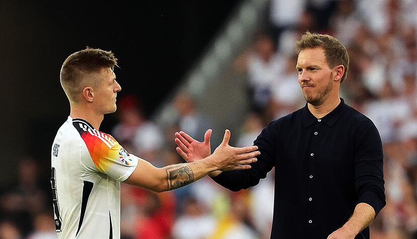 Spart nicht mit Kritik am Team von Julian Nagelsmann: Toni Kroos (l). Spart nicht mit Kritik am Team von Julian Nagelsmann: Toni Kroos (l).