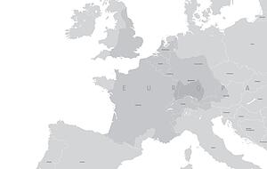 Die Ausdehnung des fränkischen Merowingerreichs umfasst gegen Ende des 6. Jahrhunderts weite Teile Europas. Das Herzogtum Alamannia beginnt südlich von Heilbronn (dunkel schraffiert). Foto: Städtische Museen Heilbronn /gruppe sepia Die Ausdehnung des fränkischen Merowingerreichs umfasst gegen Ende des 6. Jahrhunderts weite Teile Europas. Das Herzogtum Alamannia beginnt südlich von Heilbronn (dunkel schraffiert). Foto: Städtische Museen Heilbronn /gruppe sepia