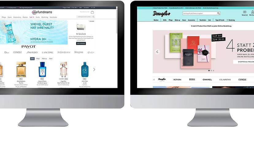 Gehören künftig zu einer Familie: die Onlineshops von Parfumdreams und Douglas. Fotos: sdecoret /stock.adobe.com, HSt-Montage