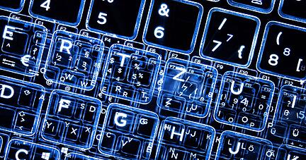 Tasten einer beleuchteten Tastatur.