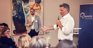 Auf Einladung von H3 Projektbau sprach der ehemalige Wirtschaftsminister und Vizekanzler Robert Habeck &uuml;ber "Bauen f&uuml;r die Gesellschaft".