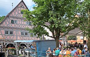 Beim Dorffest in Ailringen wird rund um das alte Rathaus, den Rißbach und den Marienbrunnen gefeiert.
Foto: Archiv/Scholz Beim Dorffest in Ailringen wird rund um das alte Rathaus, den Rißbach und den Marienbrunnen gefeiert.
Foto: Archiv/Scholz