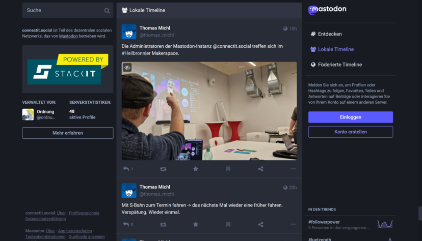 So sieht die Mastodon-Instanz des Heilbronner Vereins Connect.IT aus.