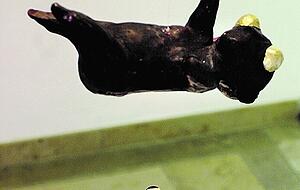 Tonfigur von Volker März in der Ausstellung "Ersatzmenschen" im Deutschhof Heilbronn, auch eine Art des Käthchenschmeißens. Foto: Archiv/Kempf Tonfigur von Volker März in der Ausstellung "Ersatzmenschen" im Deutschhof Heilbronn, auch eine Art des Käthchenschmeißens. Foto: Archiv/Kempf