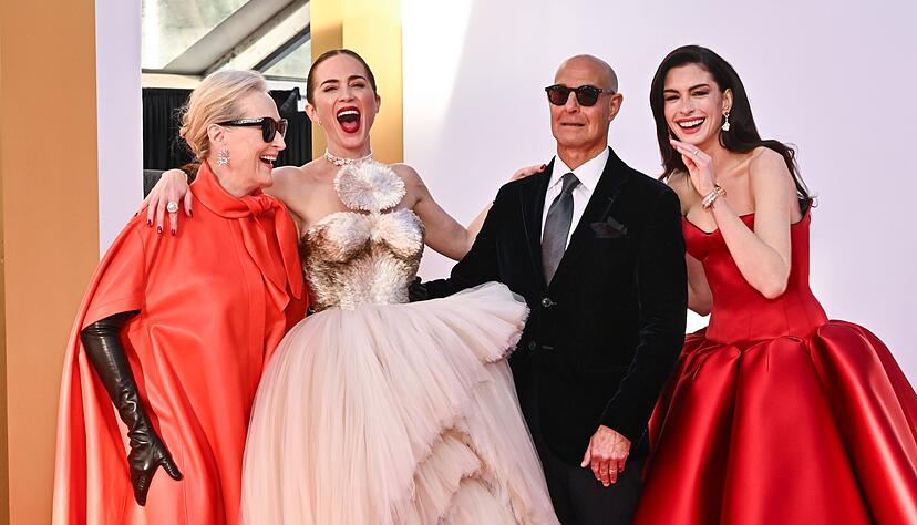 Meryl Streep (l-r), Emily Blunt, Stanley Tucci und Anne Hathaway besuchen die Weltpremiere von  &laquo;Der Teufel tr&auml;gt Prada 2 in der David Geffen Hall.