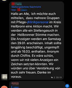Im Messengerdienst Telegram haben Impfgegner zu einer gezielten Aktion aufgerufen. Screenshot: HSt