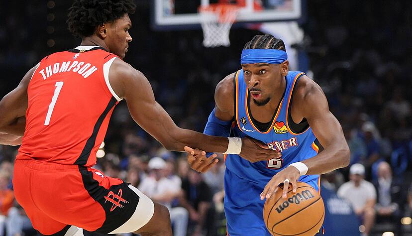 Shai Gilgeous-Alexander (rechts) und OKC sind die Gejagten in dieser Saison.