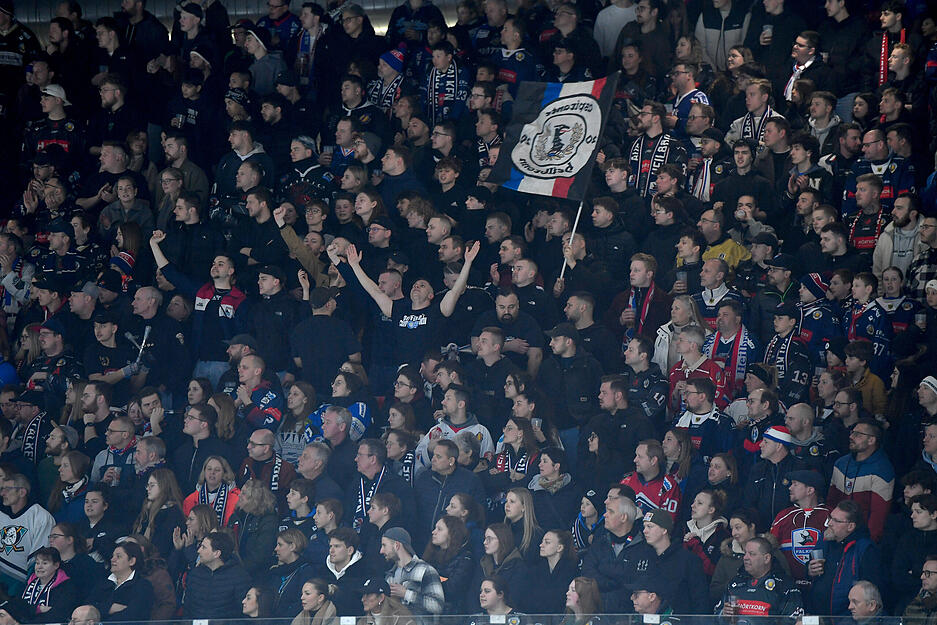 Die Fans der Heilbronner Falken sind zahlreich zum ersten Viertelfinalspiel erschienen. Die Fans der Heilbronner Falken sind zahlreich zum ersten Viertelfinalspiel erschienen.