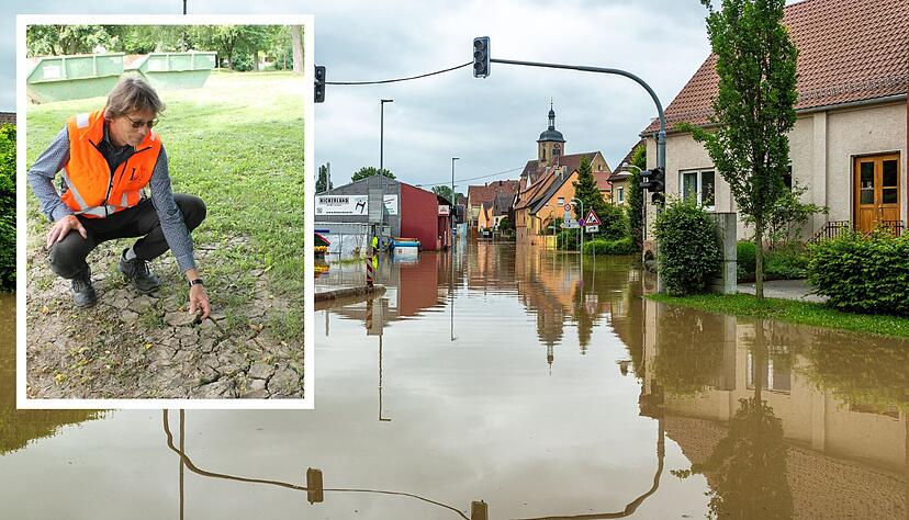 Das Hochwasser zum Monatswechsel Mai/Juni brachte viel Schlamm mit sich. Auf dem Spielplatz am Kies in Lauffen zeigt Bauhofleiter Mathias Hertner die hartgewordenen Überbleibsel. Das Hochwasser zum Monatswechsel Mai/Juni brachte viel Schlamm mit sich. Auf dem Spielplatz am Kies in Lauffen zeigt Bauhofleiter Mathias Hertner die hartgewordenen Überbleibsel.