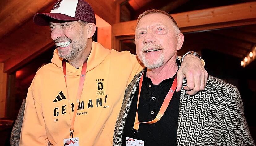 Im Deutschen Haus, eingerichtet im Cortina Golf Club, treffen sich jeden Abend Sportler und Vips  wie J&uuml;rgen Klopp (links) und Boris Becker.