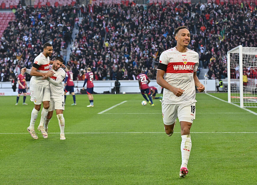 Seit dem Spiel gegen RB Leipzig Anfang 2024 ist Leweling im VfB-Trikot auch nicht mehr ohne Tor.