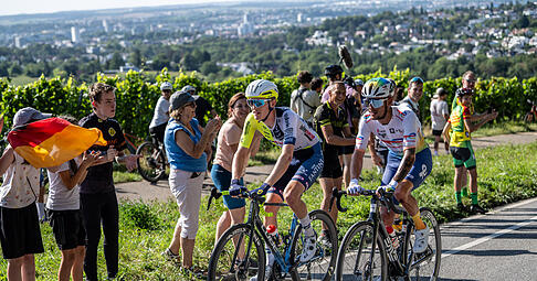 Begeisterung in Heilbronn: Die Deutschland-Tour f&uuml;hrte 2024 durch die Region.