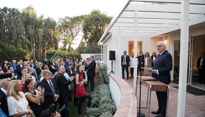 Bundespräsident Frank-Walter Steinmeier bei der Eröffnung vom Thomas Mann House (TMH) am 18. Juni 2018. (Archivbild) Bundespräsident Frank-Walter Steinmeier bei der Eröffnung vom Thomas Mann House (TMH) am 18. Juni 2018. (Archivbild)