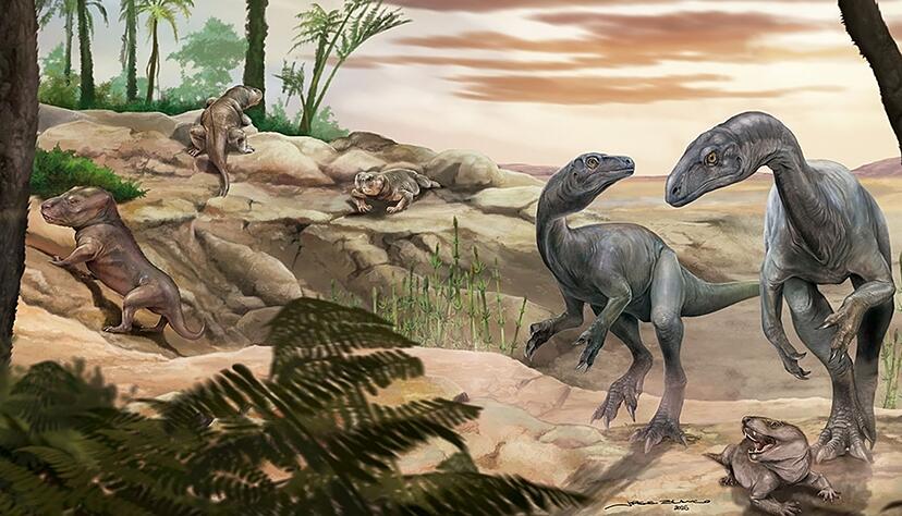 Künstlerische Darstellung des Dinosauriers Huayracursor jaguensis Künstlerische Darstellung des Dinosauriers Huayracursor jaguensis