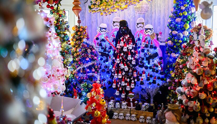 Viele Weihnachtsb&auml;ume wurden zu verschiedenen Mottos wie zum Beispiel &laquo;Star Wars&raquo; geschm&uuml;ckt.