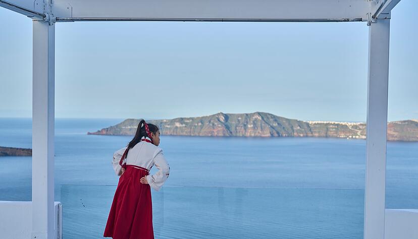 Nur wenige Touristen halten sich derzeit auf Santorini auf.