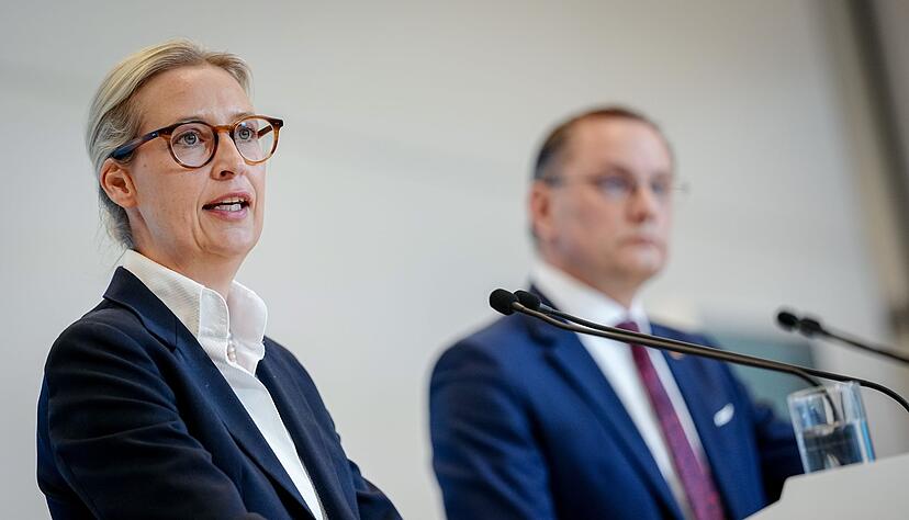 Alice Weidel und Tino Chrupalla stehen gemeinsam an der Spitze der AfD und sind auch Co-Vorsitzende der AfD-Bundestagsfraktion. (Archivfoto) Alice Weidel und Tino Chrupalla stehen gemeinsam an der Spitze der AfD und sind auch Co-Vorsitzende der AfD-Bundestagsfraktion. (Archivfoto)