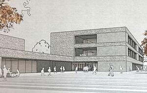 Viel Tageslicht, eine gradlinige Architektur und wertige Fassadengestaltung − das sind die Merkmale, die das Preisgericht beim Entwurf von mvm + starke Architekten aus Köln gut gefällt.
Fotos: Yvonne Tscherwitschke Viel Tageslicht, eine gradlinige Architektur und wertige Fassadengestaltung − das sind die Merkmale, die das Preisgericht beim Entwurf von mvm + starke Architekten aus Köln gut gefällt.
Fotos: Yvonne Tscherwitschke