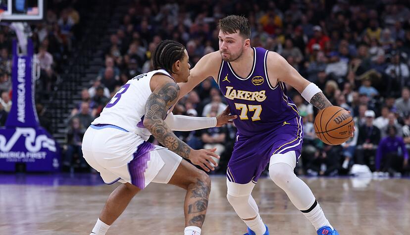 Luka Doncic (rechts) hatte einen starken Abend f&uuml;r die Lakers