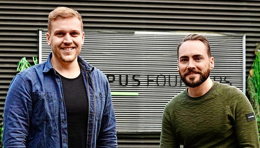 Die Gesch&auml;ftsf&uuml;hrer des Start-ups Markt-Pilot Tobias Rieker (links) und Alex Morbe bei den Campus Founders in Heilbronn.
Foto: Christian Gleichauf
