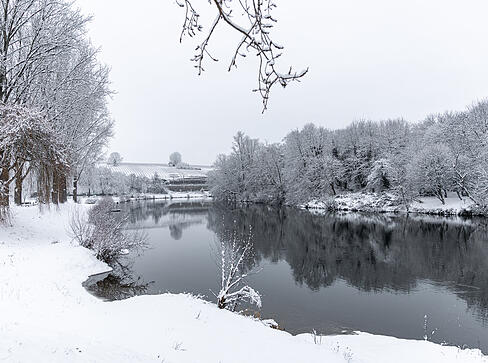 Entlang des Neckars in Lauffen zeigt sich die Schneepracht wie in einem Winterwunderland. Entlang des Neckars in Lauffen zeigt sich die Schneepracht wie in einem Winterwunderland.