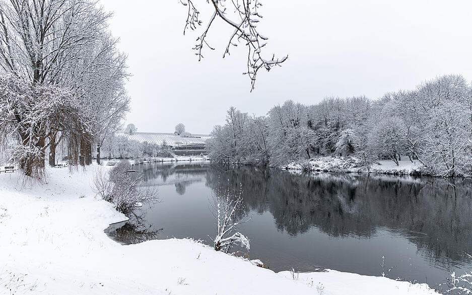 Entlang des Neckars in Lauffen zeigt sich die Schneepracht wie in einem Winterwunderland. Entlang des Neckars in Lauffen zeigt sich die Schneepracht wie in einem Winterwunderland.